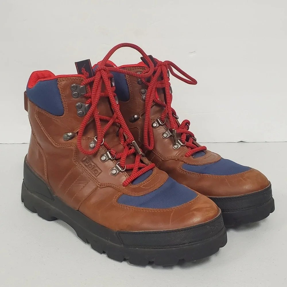 Polo Ralph Lauren‎ Mens Oslo Lace Tactical Boots Size 11 Brown Leather Gorpcore
